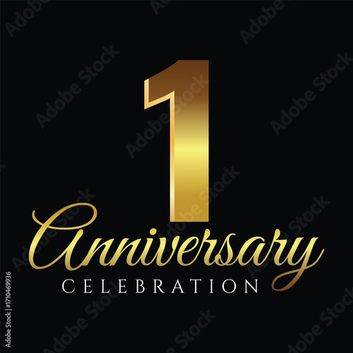 1st Anniversary celebration vector template design on black background