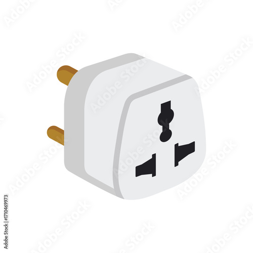 3 to 2 pin adaptor flat vector design isolated on a white background