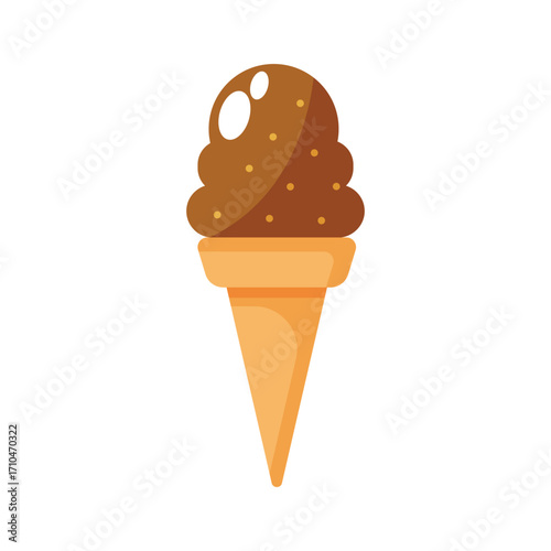 Chocolate ice cream flat vector illustration on white background