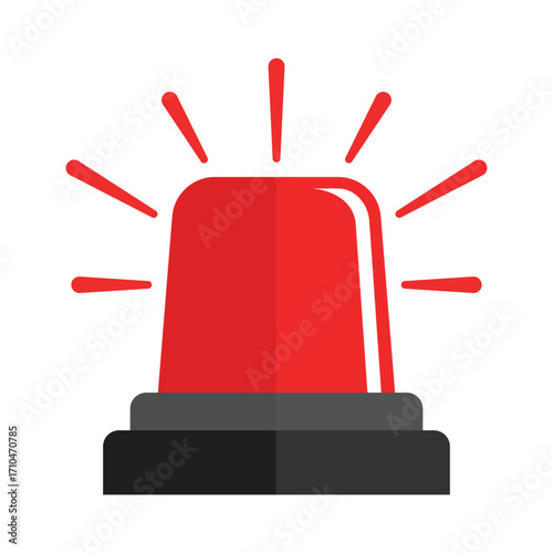 Emergency warning light icon. Red siren light sign. Emergency siren caution sign. Vector illustration
