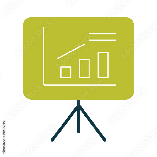 Modern flat design icon of a presentation board with a growth graph. A simple illustration for business reports and data analysis.