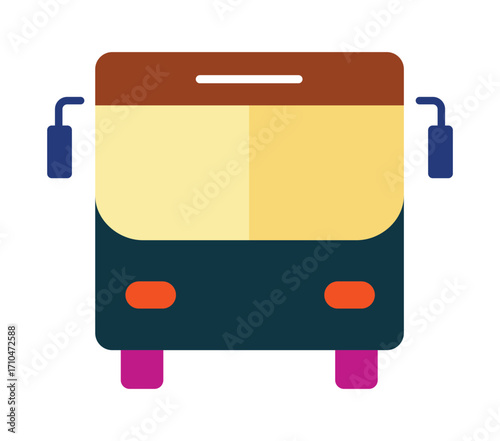 Colorful city bus or tour bus symbol, front view. Simple, modern graphic for public transit and travel themes.
