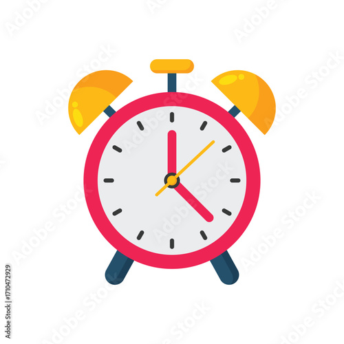 Vector illustration of cartoon alarm clock on a white background