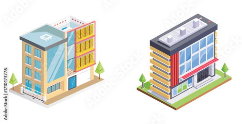 Modern building with advanced thermal insulation and energy efficient Vector art design illustration