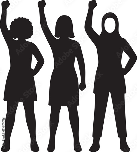 Women Raising Hands Silhouette