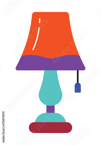 Vibrant table lamp in a modern flat style. A colorful graphic for interior design and home decor concepts.
