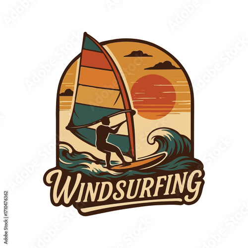 vintage windsurfing sport clipart, retro sports