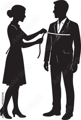 Tailor measuring a man
