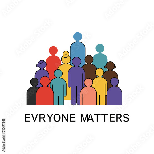 everyone matters diverse group of people standing together representing unity equality and diversity on white background social issues