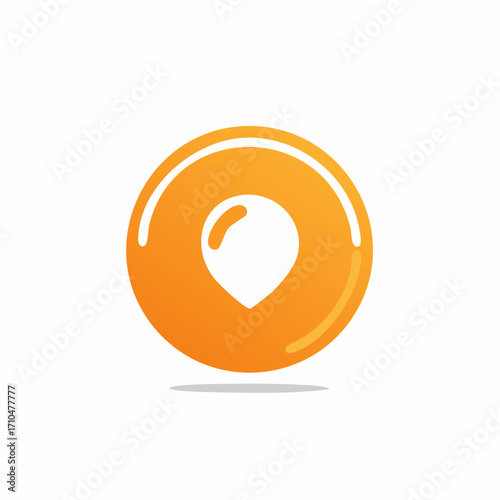 Modern minimalist orange circle logo featuring a prominent white map pointer symbol for GPS applications