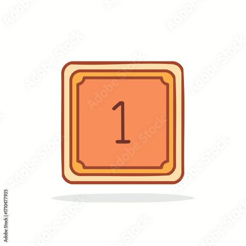 Illustrated Number One Tile Warm Hues Hand Drawn Style Game Interface Element