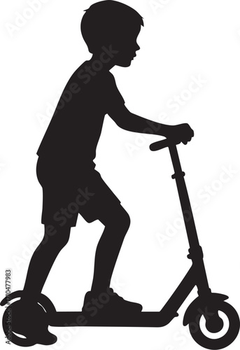Boy Riding Scooter Silhouette