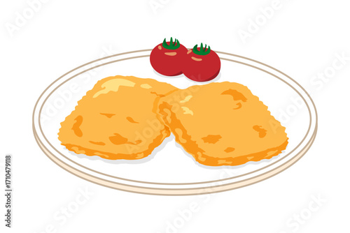 皿に盛ったハッシュドポテトのイラスト