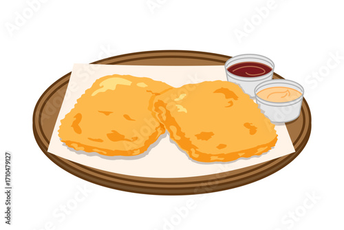 皿に盛ったハッシュドポテトのイラスト
