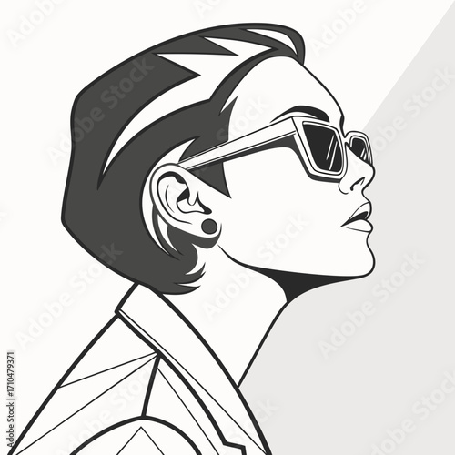 Stylish woman with sunglasses looking up