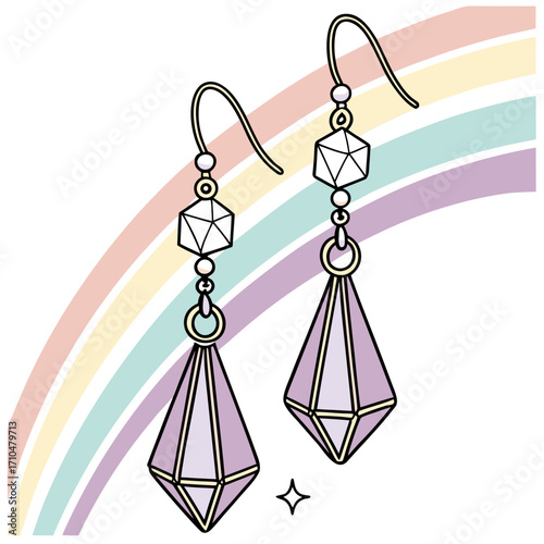 Pastel rainbow earrings for fashion illustration