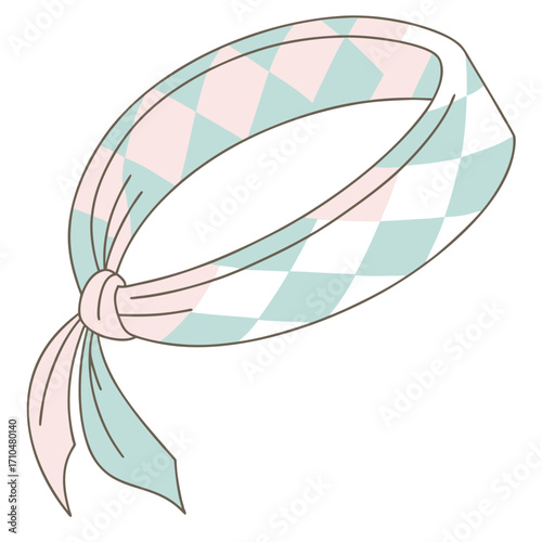Headband with a harlequin pattern, tied in a knot