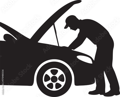 Car repair silhouette