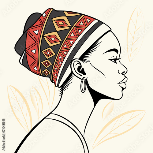 Elegant african woman with traditional headwrap