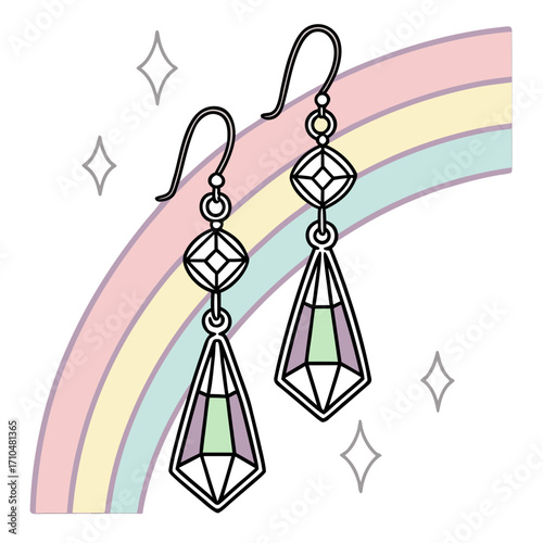 Earrings with rainbow for jewelry advertisement