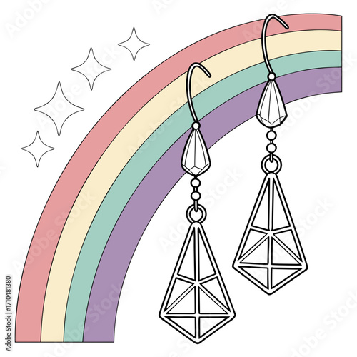 Earrings with rainbow for jewelry concept art