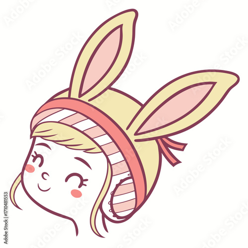 Cute girl with bunny ears headband