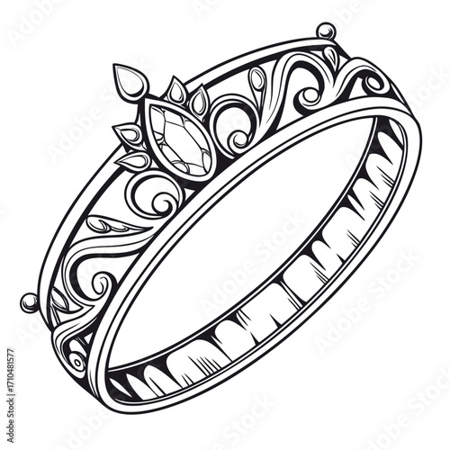 Detailed drawing of a ring with a large gemstone