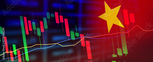 Vietnam stock market graph , business investment analysis 
