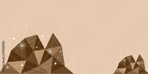 Abstract background with brown gradient triangle shapes. Background with diamond gemstone texture. Modern business banner concept. Vector illustration.