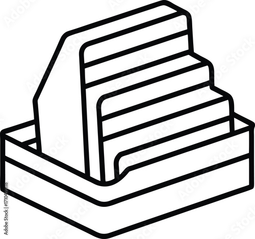 desk organizer tray outline icon with stacked.