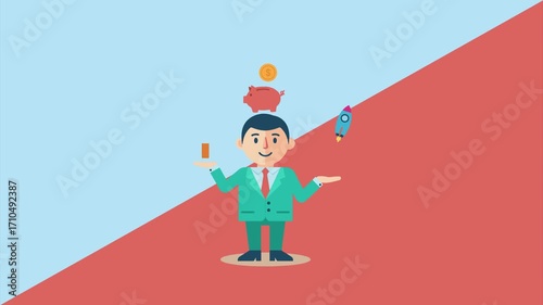 A creative vector illustration animation of a young CEO, representing leadership, innovation, and professionalism in the corporate world. Ideal for business, startup, or educational visuals.