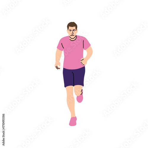 Animated Man in Pink Shirt and Shorts Running Forward, a Vector-Based Design for Fitness and Wellness Concepts, Isolated on Transparent