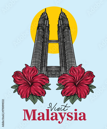 Malaysia's iconic Twin Towers. Vector Illustration Eps 10

