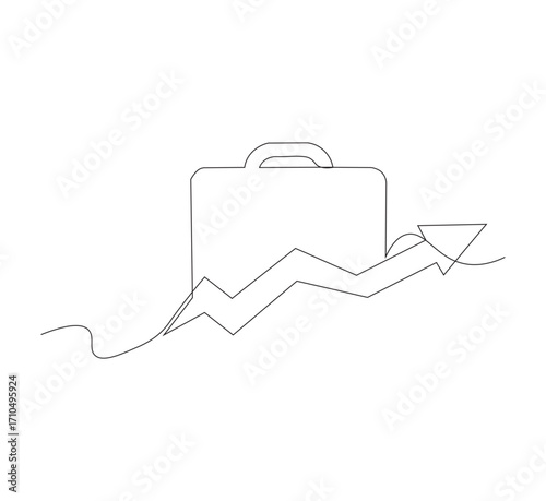 Continuous one line drawing of Business Infographic, With white background business bag style