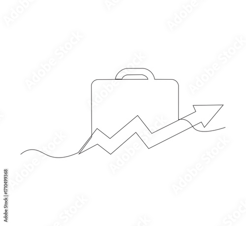 Continuous one line drawing of Business Infographic, With white background business bag style