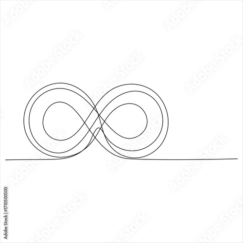 Continuous line drawing of infinity symbol loop mobius icon and endless forever love concept vector illustration