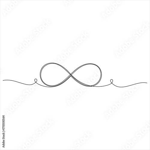 Continuous line drawing of infinity symbol loop mobius icon and endless forever love concept vector illustration
