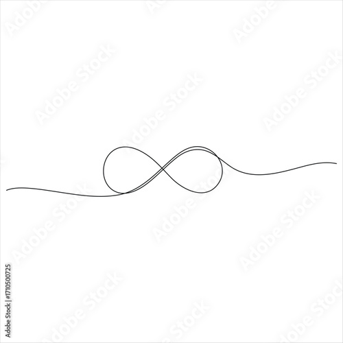 Continuous line drawing of infinity symbol loop mobius icon and endless forever love concept vector illustration