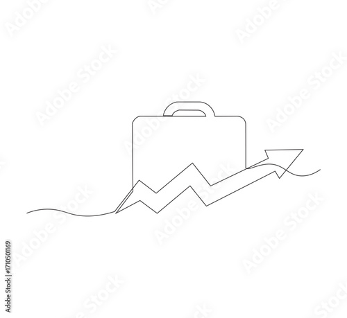 Continuous one line drawing of Business Infographic, With white background business bag style