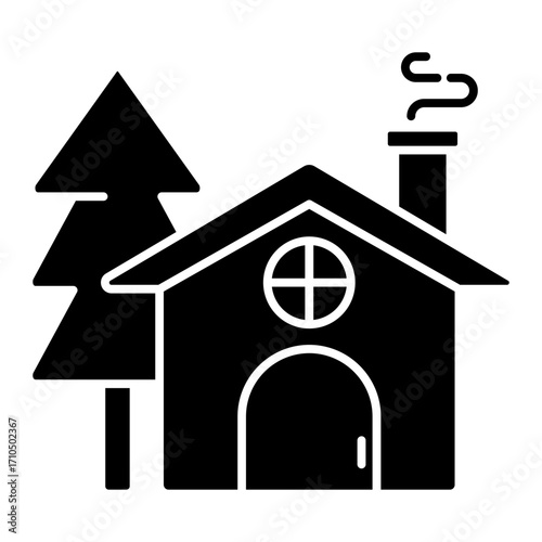 Cozy Cabin Glyph Icon Vector Illustration