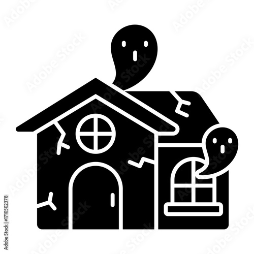 Haunted House Glyph Icon Vector Illustration