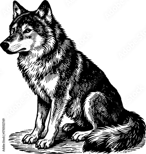 Easter Dog Vector Ink Drawing