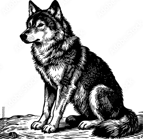 Easter Dog Vector Ink Drawing