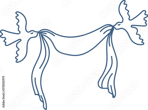 Doves Holding Flowing Ribbon Christmas Sketch