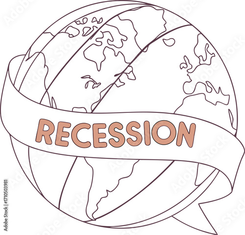 Global recession globe outline icon.