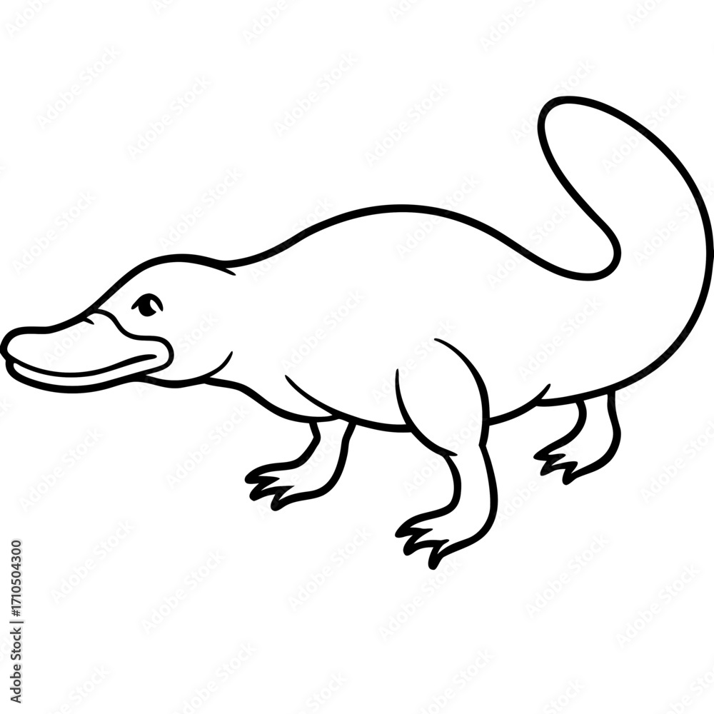Fototapeta premium Platypus line art vector