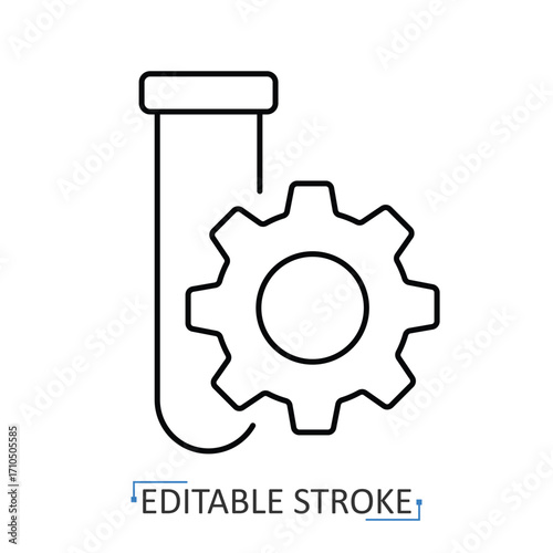 A laboratory research icon in minimalist style with editable stroke. Science symbol, test tube element, experiment object, technology concept, medical pictogram, biotech design