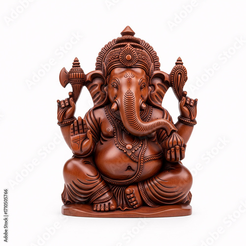 Ganesha statue isolated on white background. 3D illustration.