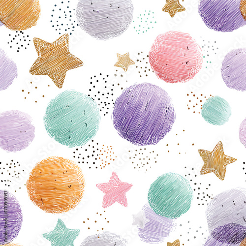 抽象的な円形と点のシームレスパターン