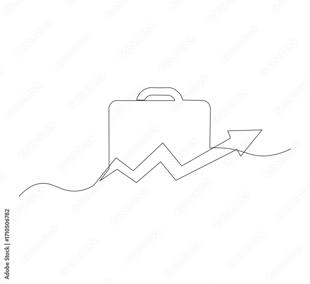 Obraz premium Continuous one line drawing of Business Infographic, With white background business bag style